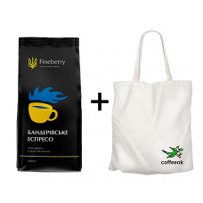 Набір Кава Fineberry Bandera Espresso в зернах 1 кг + шопер Coffeeok Набір Кава Fineberry Bandera Espresso в зернах 1 кг + шопер Coffeeok