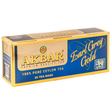 Чорний чай Akbar Earl Grey Gold з бергамотом в пакетиках 25 шт